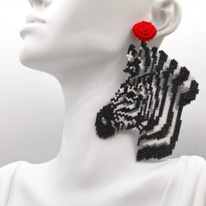 Aretes Tejidos Miyuki Delica Cebra (d3)