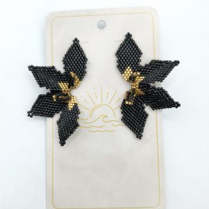 Aretes Flor Negra Miyuki #1