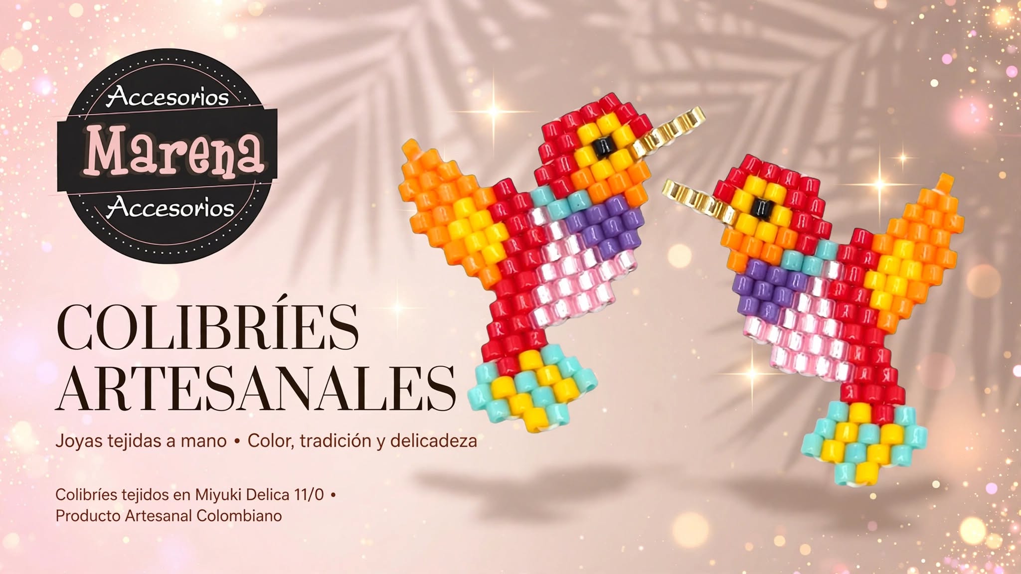 Colibríes Tejidos en Miyuki Delica 11/0 | Arte Colombiano Hecho a Mano