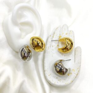 Aretes Candonga Minimal Chunky Media Luna