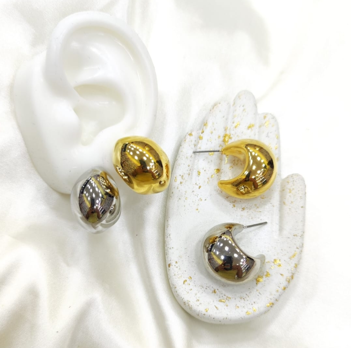 Aretes Candonga Minimal Chunky Media Luna