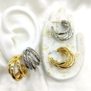 Aretes Candonga Triple Dorado O Plateado